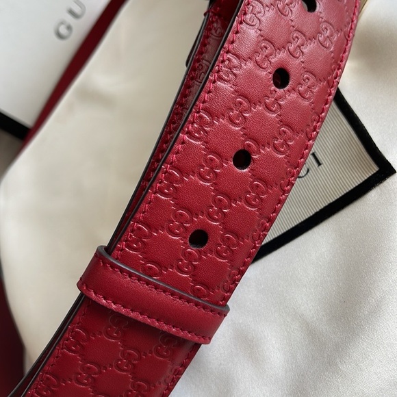 GUCCI Microguccissima Soft Margaux Red Leather Belt Sz 80 Made in Italy BNIB - Picture 6 of 9